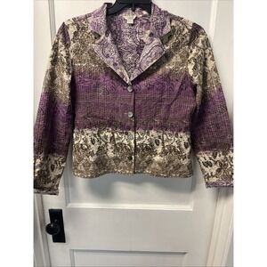Christopher & Banks Blazer Jacket Women's Medium Quilted Floral Button Up